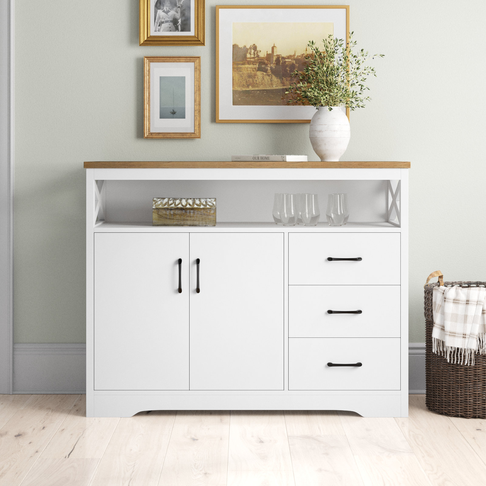 (New) Modern Luxury Farmhouse Buffet good Cabinet Sideboard 30